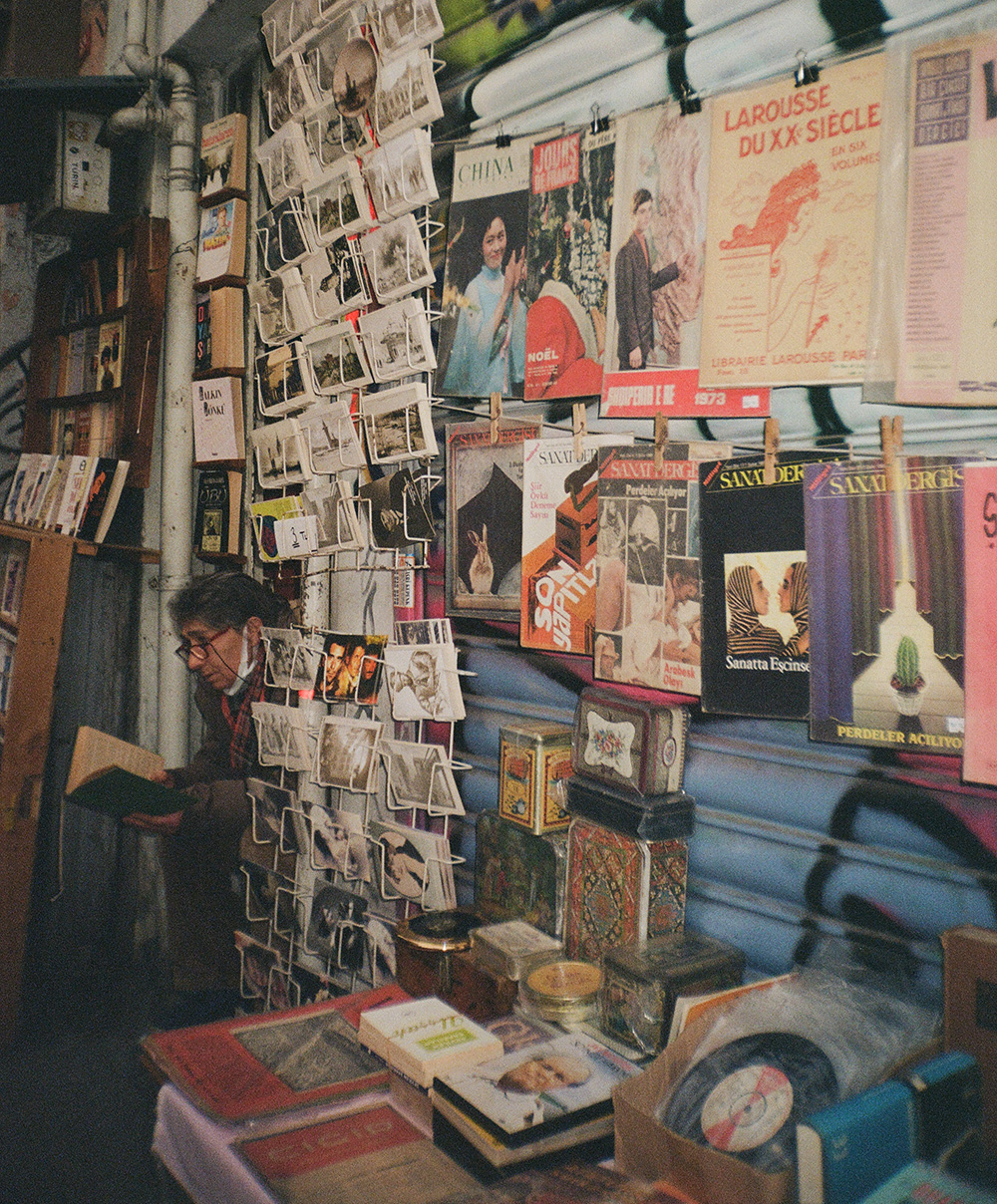 photo of a book/postcard corner in Istanbul