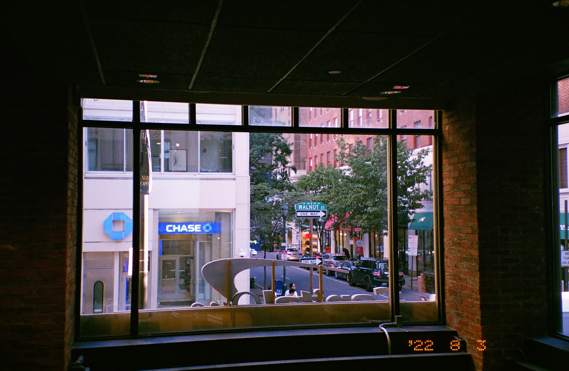 photo of a street looking out of a window